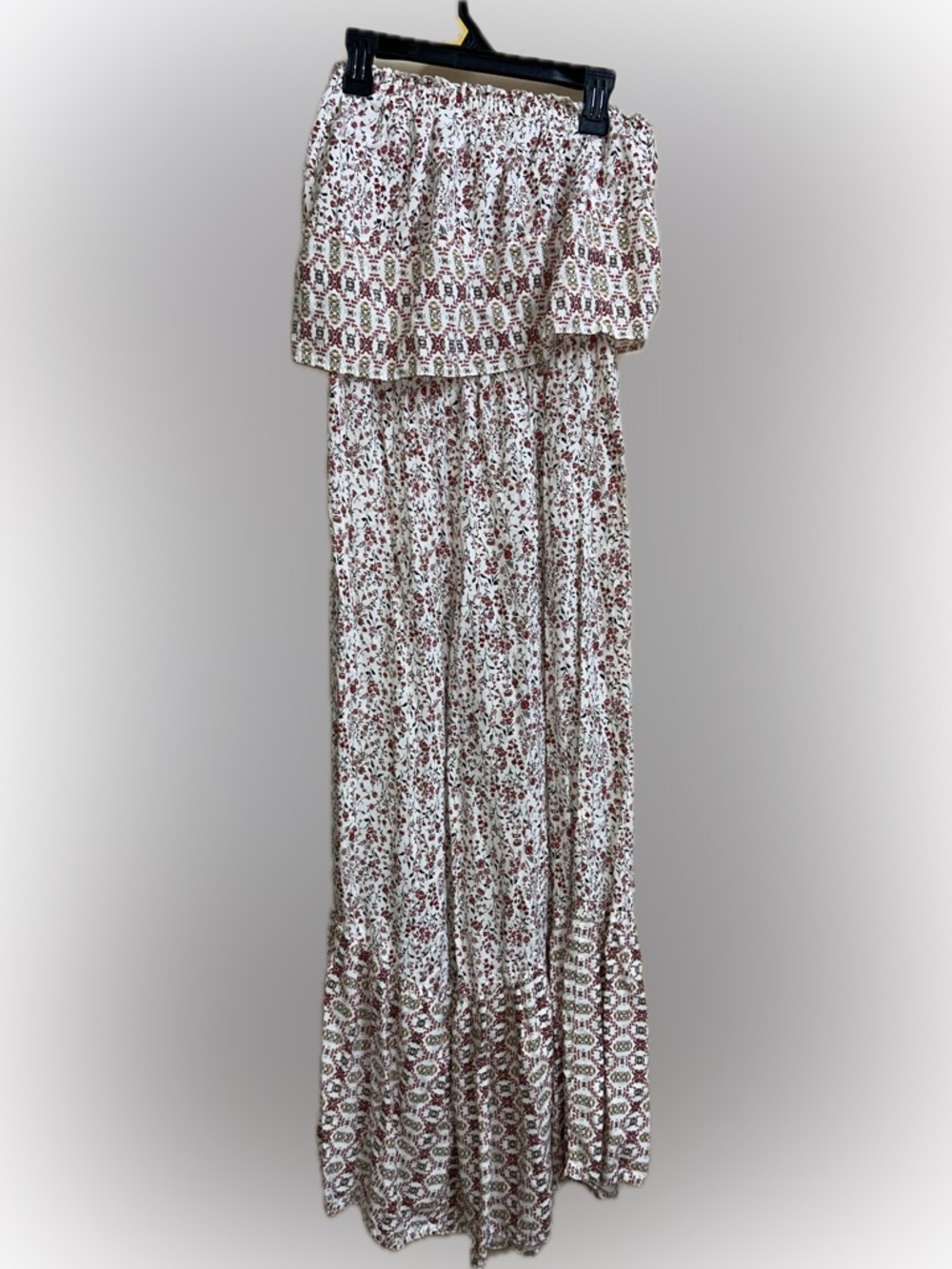 🔥5/$35🔥 Japna Cream Strapless Floral Wide-Leg Jumpsuit | Size M - Picture 3 of 10